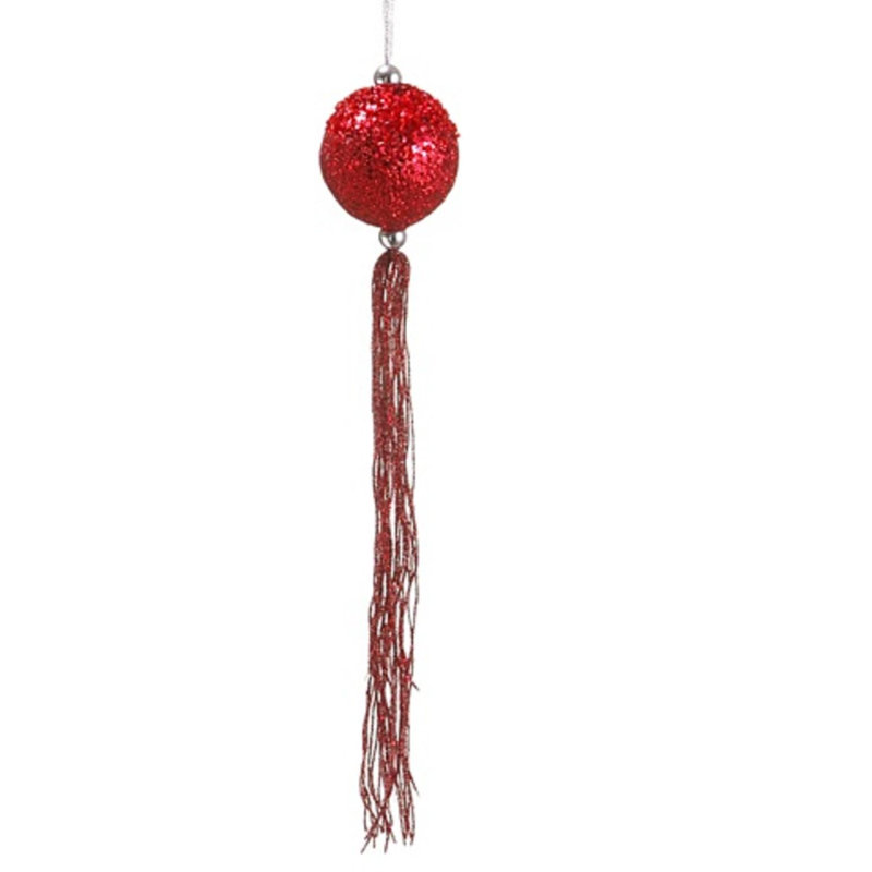 Ornement boule de Noël avec pampilles scintillantes, Rouge
