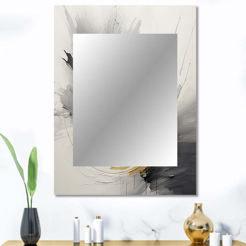 Infinite Motion III - Abstract Spirals Decorative Mirror, Gray Large Wall Mirror, Printed Metal Art, 40" x 30"