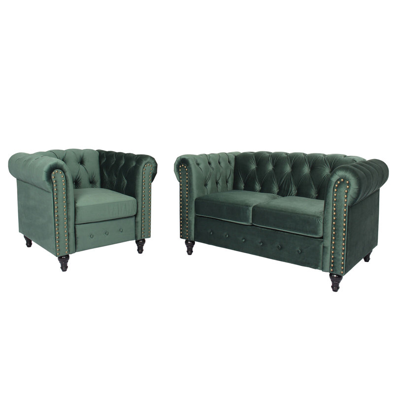 Living Room Set, Velvet, Green