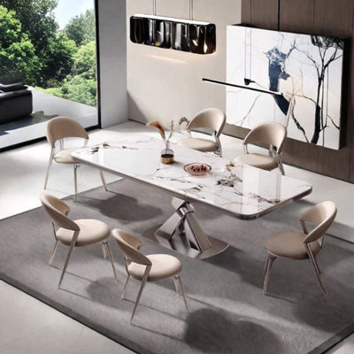 Ensemble de table de salle à manger en acier inoxydable
