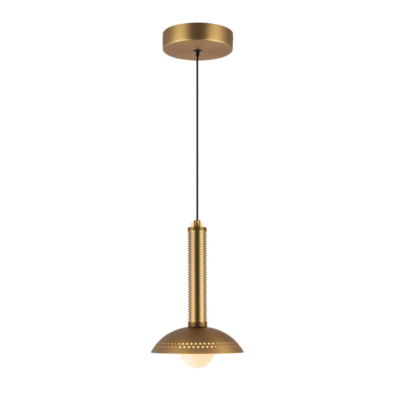 Serville 9-In (with Shade) Pendant, Doré, Blanc / Doré