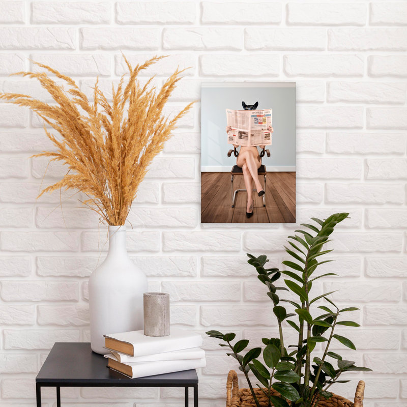Art mural contemporain abstrait, "Cat painter", H 18 po x l 12 po