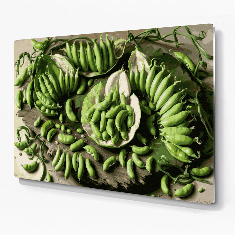 Légumes, fava, haricots, art mural en métal vert, H 12 po x l 18 po