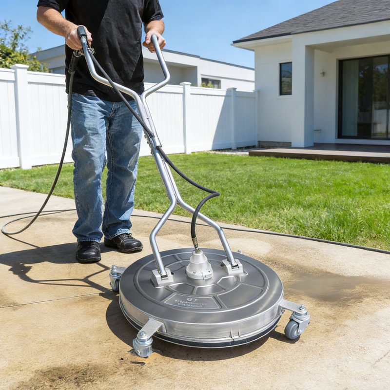 Nettoyeur de surface 20 po avec deux poignées, nettoyeur de surface en acier inoxydable avec 4 roues, 4500 psi, 20 pouces