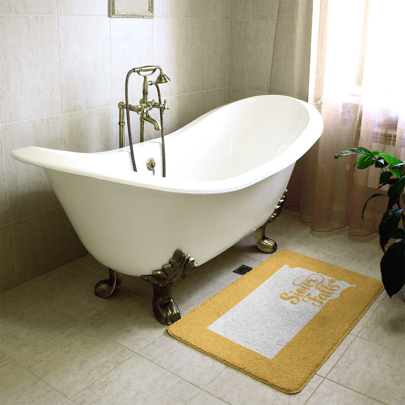 Tapis rectangulaire antidérapant pour salle de bain, L 17 po x L 21 po, Jaune, Sioux Falls, Dakota du Sud