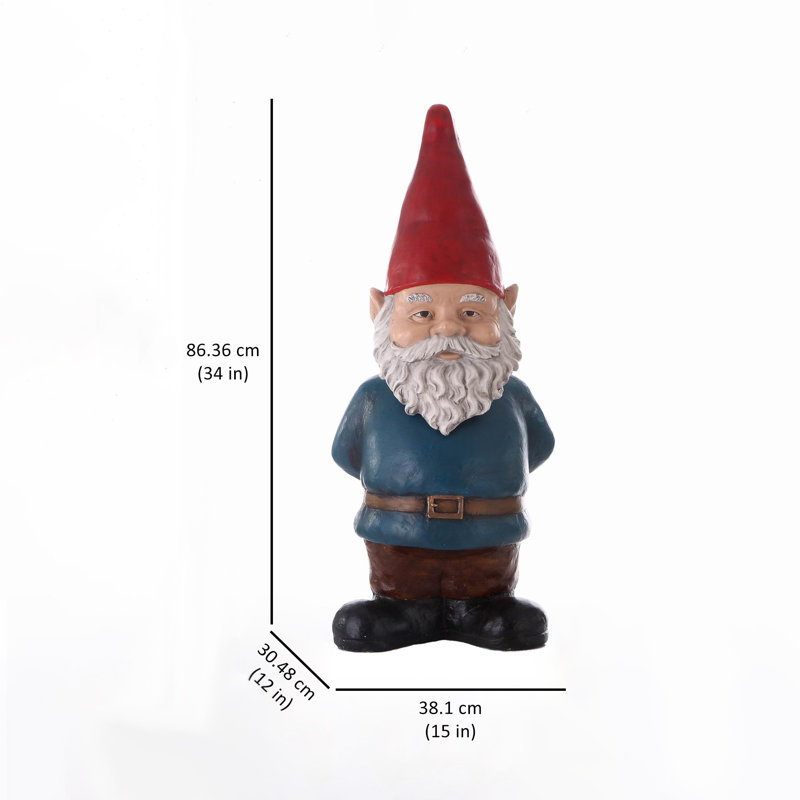  Bobblehead Gnome with Hands at the Back Statue