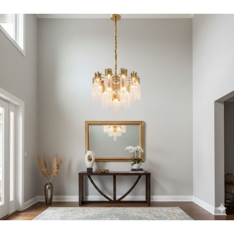 Kelsch 16 - Light Tiered Chandelier with Glass Accents, Gold