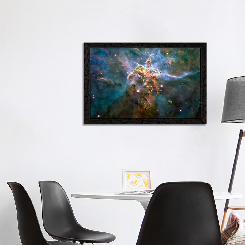 Mystic Mountain In Carina Nebula (Hubble Space Telescope) - Floater Frame Print on Canvas, Black Framed Canvas