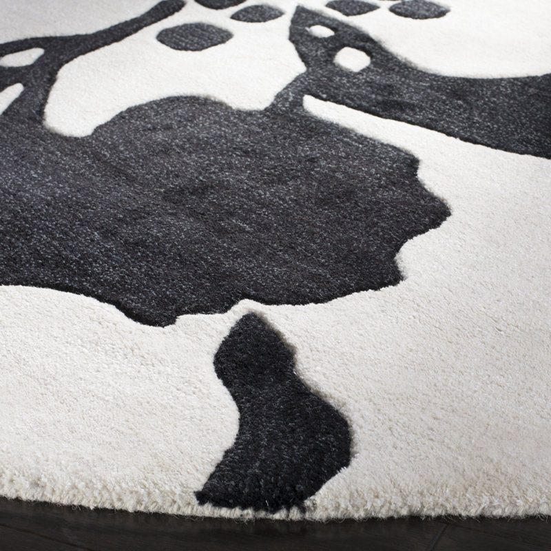 Tapis noir / blanc en laine touffeté à la main Colette, Rectangle 5 pi x 8 pi