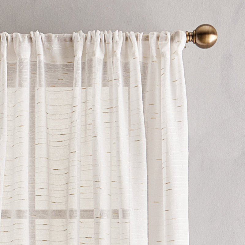 Modern Off-White Sheer Polyester Rod Pocket Curtain Panels