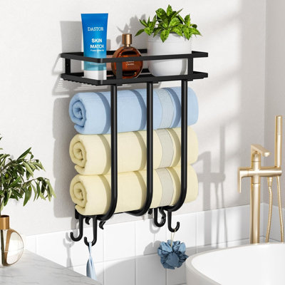 Shelf Washcloths Hand Towel Storage for Bathroom Organizer Decor or RV Camping, Can Hold 3 Large Size Rolled Towel