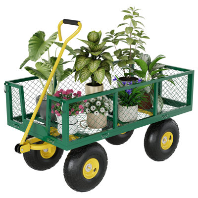 Heavy-Duty Steel Garden Cart/Wagon, 500–1400 lbs Capacity Utility Hauler for Yard, Lawn, Gardening, and Outdoor Tasks