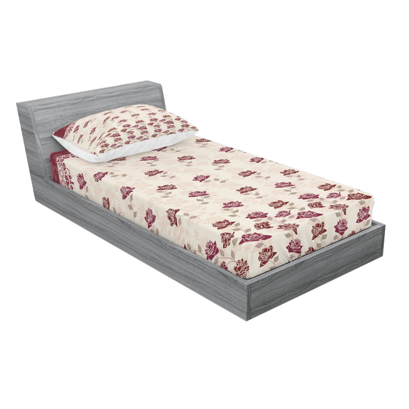 Microfiber Floral Sheet Set, Twin XL Sheet Set with Fitted Sheet