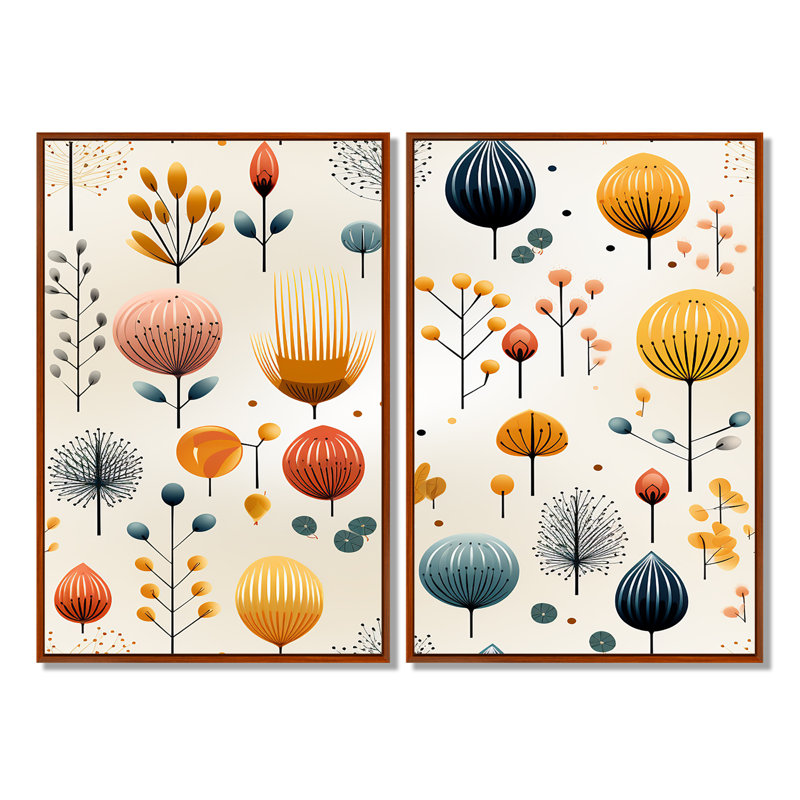 Haddad - Impressions sur toile Midcentury Large, Brown, 36" H x 48" W, Impression encadrée flottante