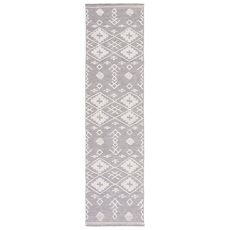 Tapis gris / ivoire Holtby Southwestern, Tapis de couloir 2 pi 3 po x 9 pi