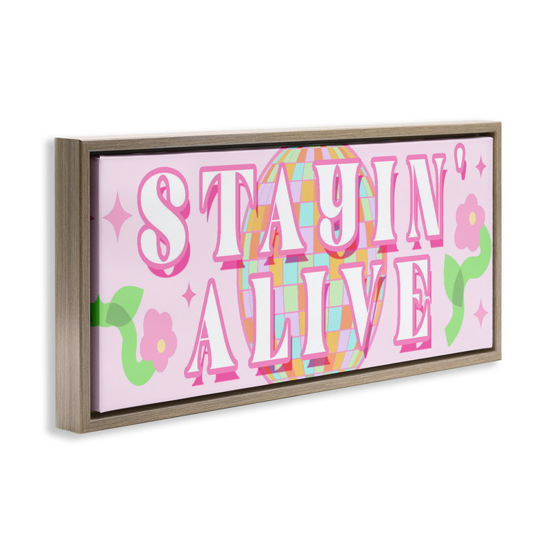 Cadre flottant rétro Stayin 'Alive, par Lil' Rue, H 14 po x l 31 po, Cadre flottant orme Montalcino
