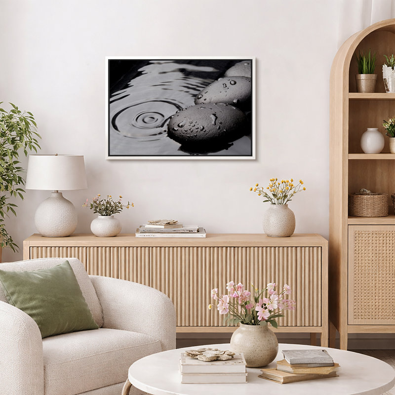 "Zen Stones" Serene Spa Rock Ripples In The Water Calm, photographie sur toile, salle de bain, décoration murale