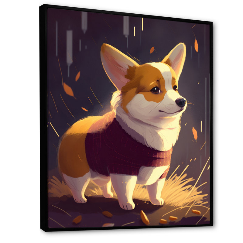 «Cute Little Corgi Dog», reproduction sur toile, L 12 po x H 20 po, Cadre flottant noir