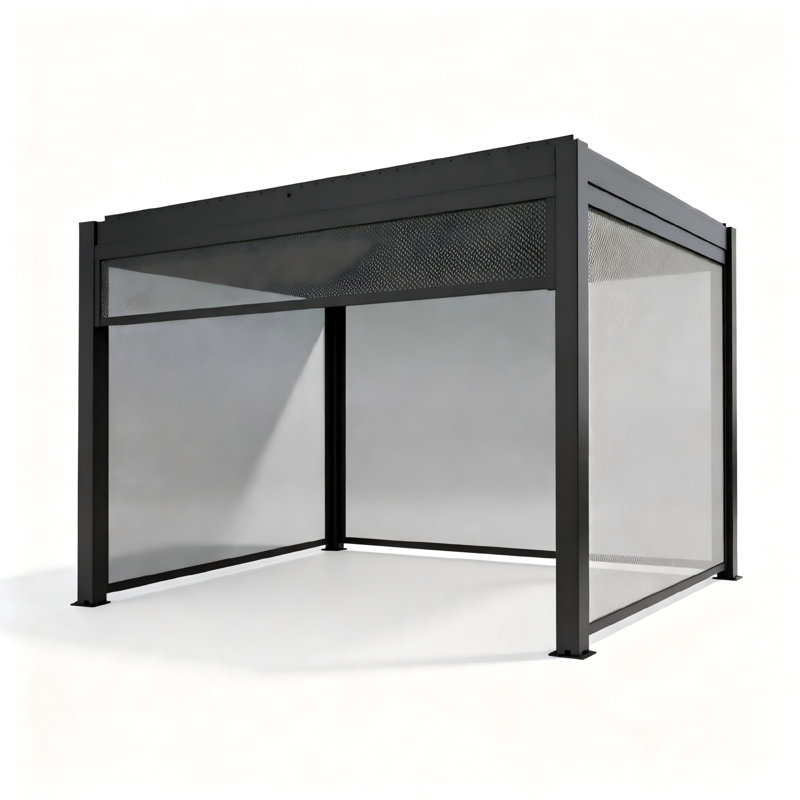 Store à enroulement manuel à ressort avec fermeture à glissière, tissu pare-soleil d'extérieur coupe-vent 4 m (13 pi), option de couleur gris foncé