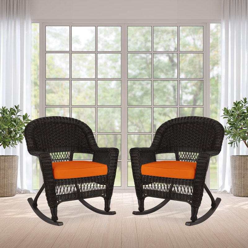 Chaise berçante en osier Raenesha, Espresso, Orange