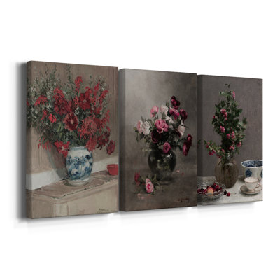 Imprimé floral rétro CCLVI - Toile tendue sur mesure - 3 pièces