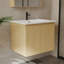 Wall-Mounted Floating Bathroom Vanity Unit with Integrated Ceramic Basin | Soft-Close Double Doors, Hidden Handle & Moisture-Resistant Storage, 59x46x50cm Natural Oak