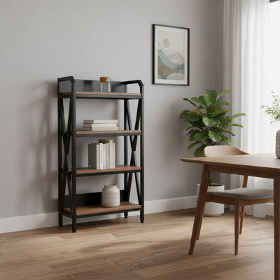Bibliothèque à niveaux 56 "en métal et bois