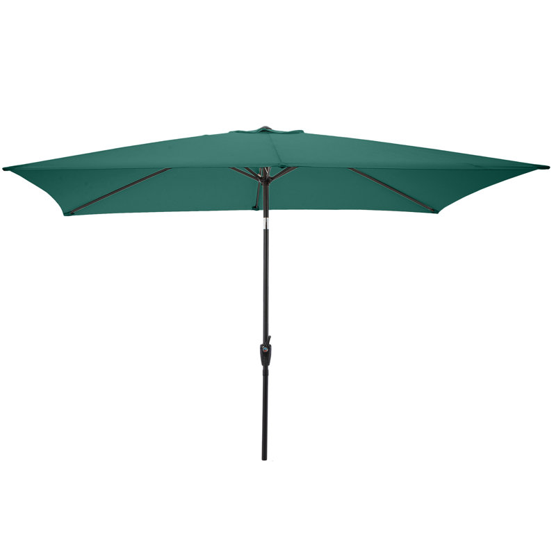 Parasol de patio rectangulaire - Parasol à manivelle 10 pi avec bouton-poussoir inclinable pour meubles d'extérieur, terrasse, jardin ou piscine par Pure Garden (vert forêt)
