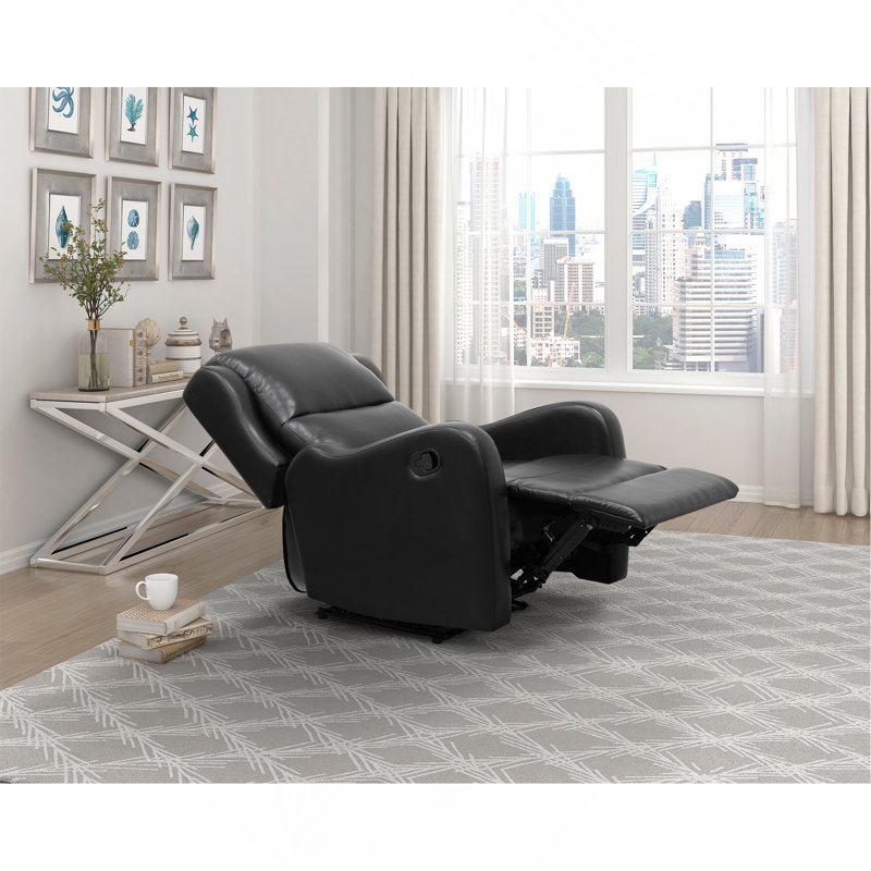 Reclining Chair 1Pc Comfort Seating Faux Leather Upholstery Living Room Furniture Solid Wood, Black