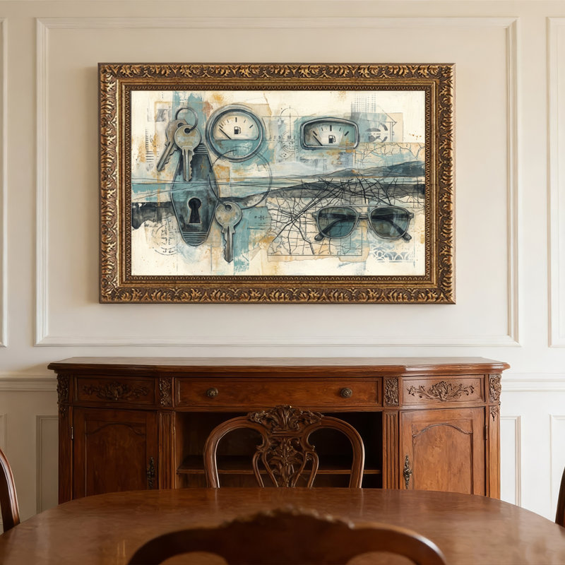 Art mural en toile noyer doré pour salon, chambre à coucher, bureau ou vestibule - décoration murale décorative avec collage abstrait