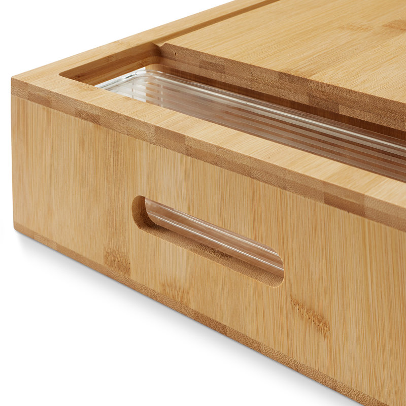 Bamboo Cutting Board with Removable Storage Drawers
