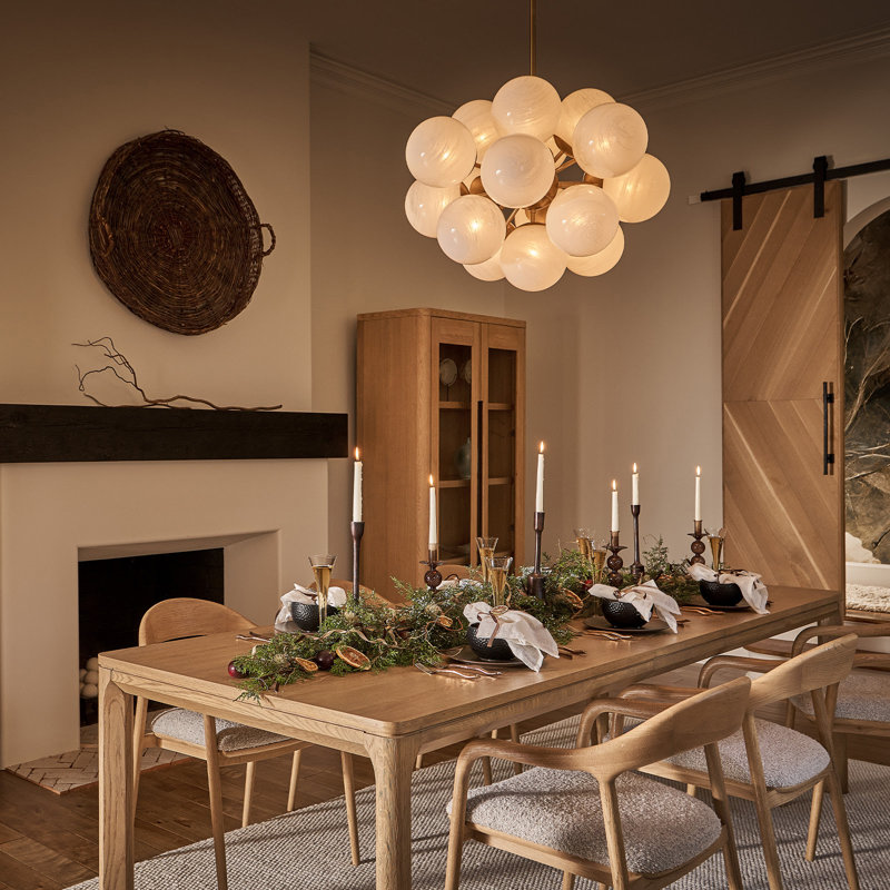 Shine Chandelier (Natural Brass with Smoke Glass), Swirl Glass, Natural Brass