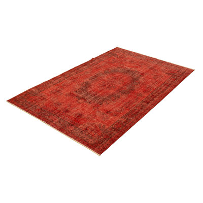 Tapis intérieur de la laine 5 pi 10 po x 9 pi 6 po "one-of-kind" à la main noué la 1980 Overdyed