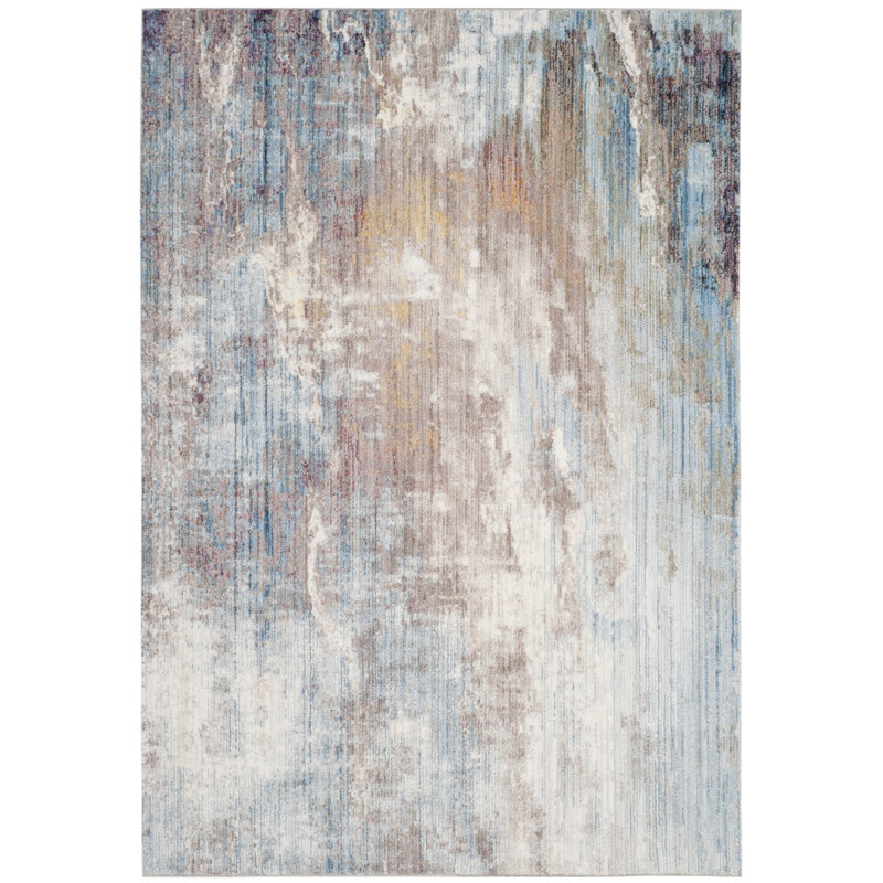Tapis à motif abstrait bleu Massad, Rectangle 4 pi x 6 pi