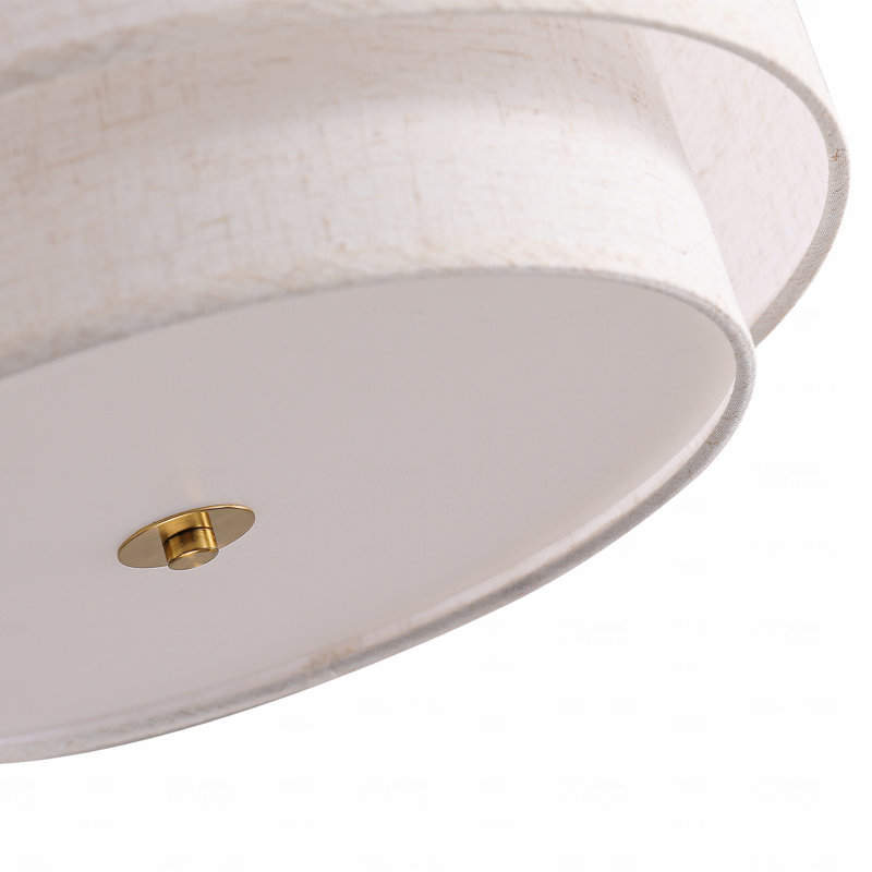 Luminaire de plafond de style moderne de 15 po de diamètre, revêtu de tissu, avec plafonnier encastré, Doré