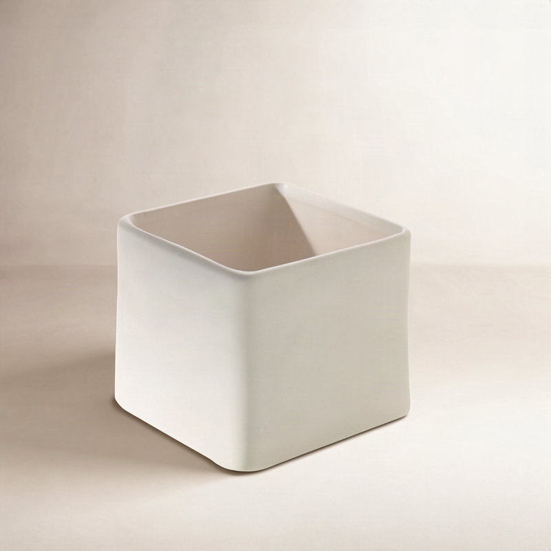 Demetria 6" Ceramic Pot Planter, 4.75" H x 4.75" W x 4.75" D, Matte White