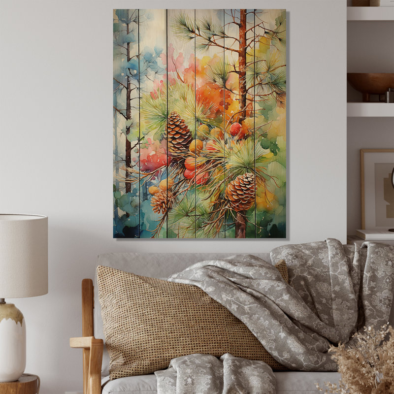 «Pine Tree Autumn Symphony II» sur impression sur bois, H 20 po x l 10 po x P 0,78 po
