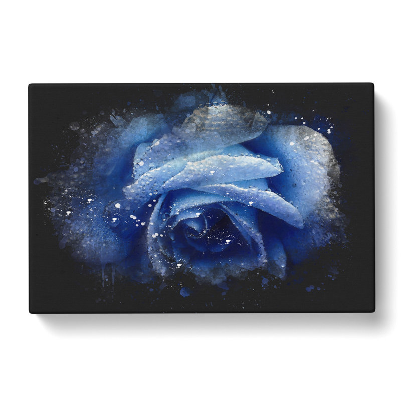 Blue Rose - Wrapped Canvas Painting, 35cm H x 50cm W x 3cm D