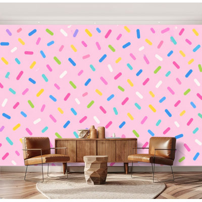 Wall Mural Peel and Stick Wallpaper sprinkles donut glaze decorative Self-Adhesive Removable Contact Paper Wall Decor for Living Room Bedroom 69"H x 96"W