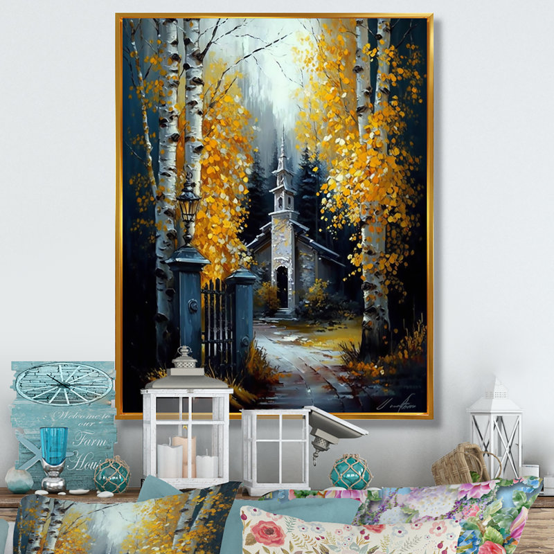 «Church In Forest In Autumn III», art mural sur toile