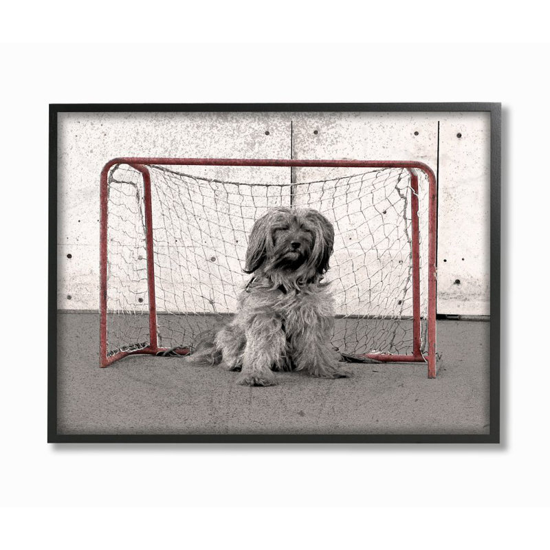 « hockey gardien sports dog animal, design d’animal, art de collage », impression sur toile, H 16 po x l 20 po