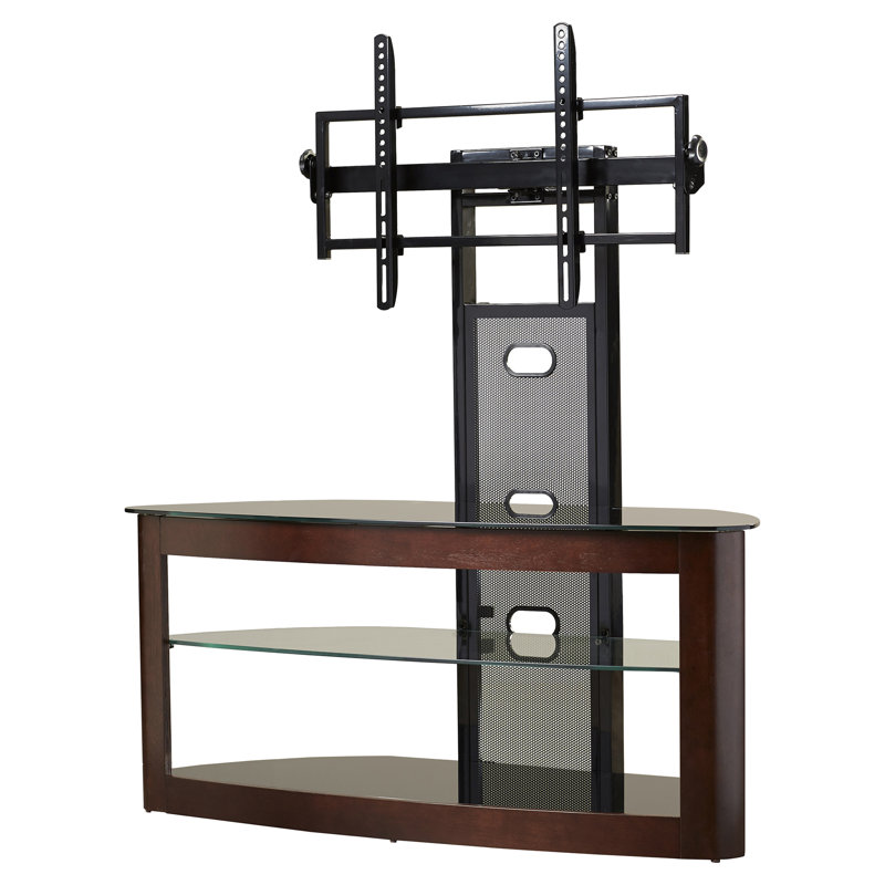 Kyan Curved Wood TV Stand with Mount for Up to 85" TVs, Espresso