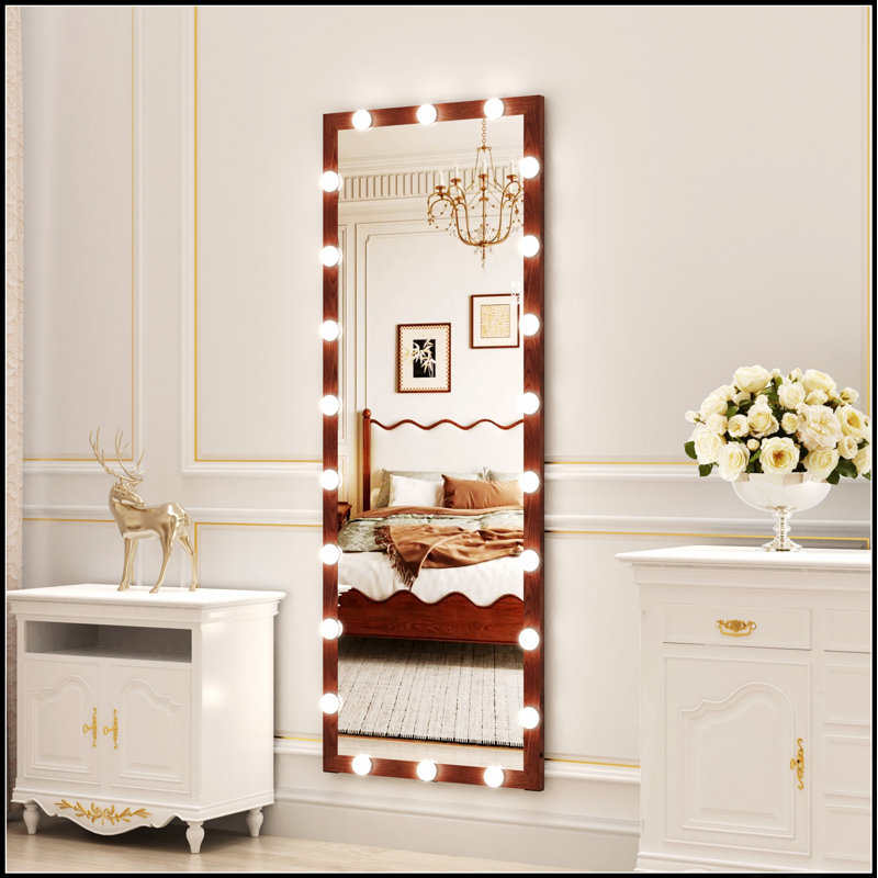 Miroir Hollywood pleine grandeur éclairé avec 3 modes de couleur, contrôle tactile et cadre en aluminium durable pour s'habiller et se maquiller