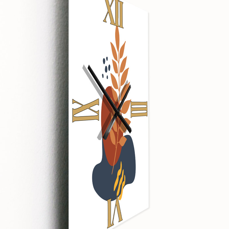 Fleurs abstraites sur formes minimalistes - horloge murale moderne, Petit
