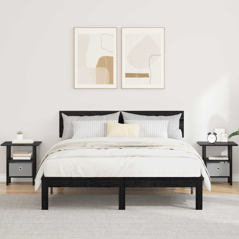 41cm W Composite Bedside Table, Black Oak