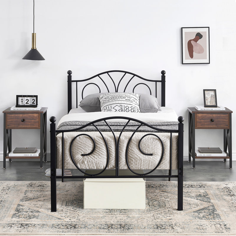 Alsa Steel Piece Bedroom Set, Brown, Twin
