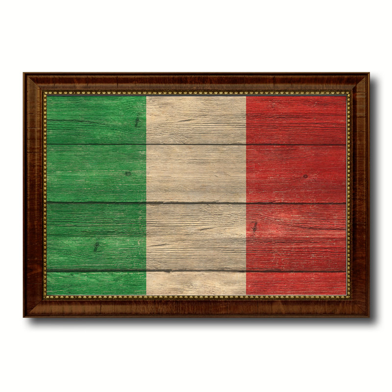 « italy country flag », impression sur toile encadrée, H 15 po x l 21 po x P 1 po, Encadrement brun