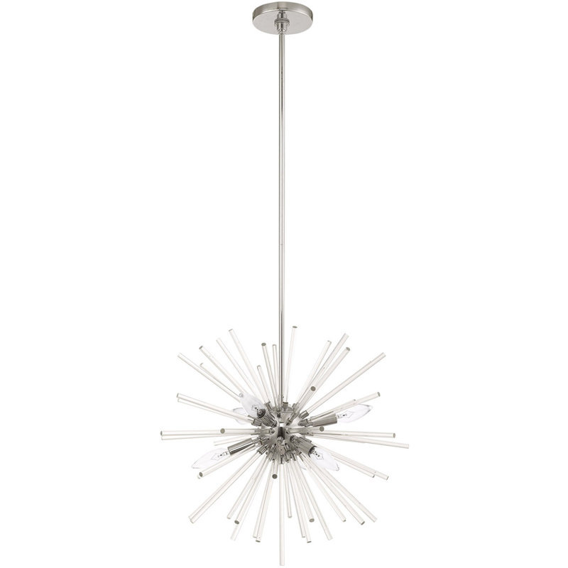 Lustre linéaire moderne à 6 lumières Heyley, Chrome poli