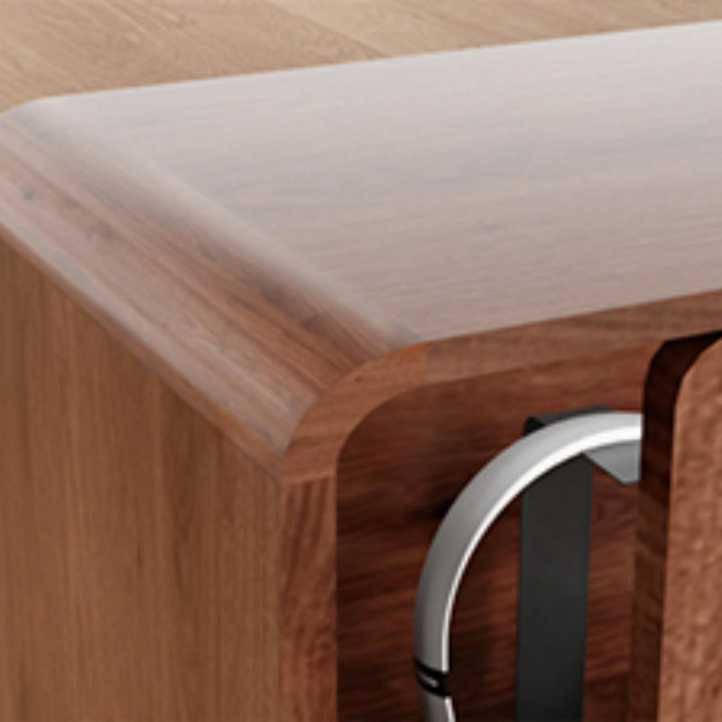 Walnut Mid-Century Modern TV Stand with Glass Doors