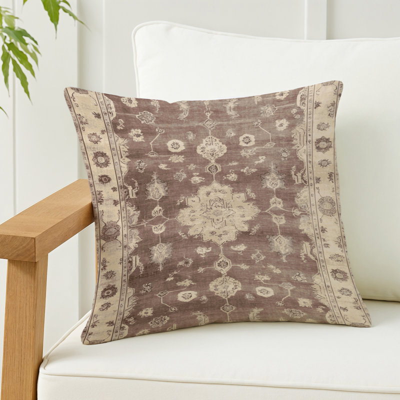 Coussin décoratif d'intérieur et d'extérieur Overdyed, Carré 16 po, Beige aspect rétro 385